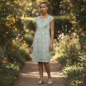 ABS‎ By Allen Schwartz Maxi Mint Green Lace Cap Sleeve Sheath Dress Size XS